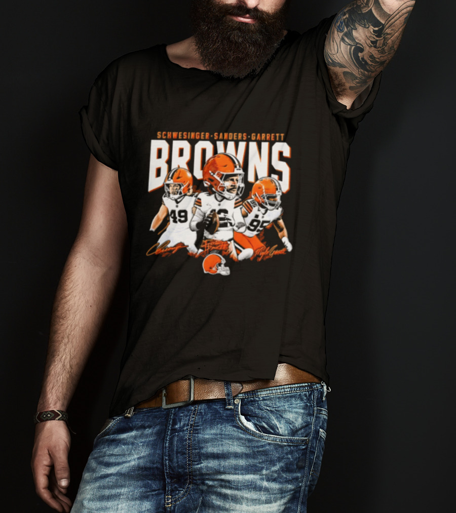 Browns Schwesinger Sanders Garrett Caricature 49 12 95 T-Shirt