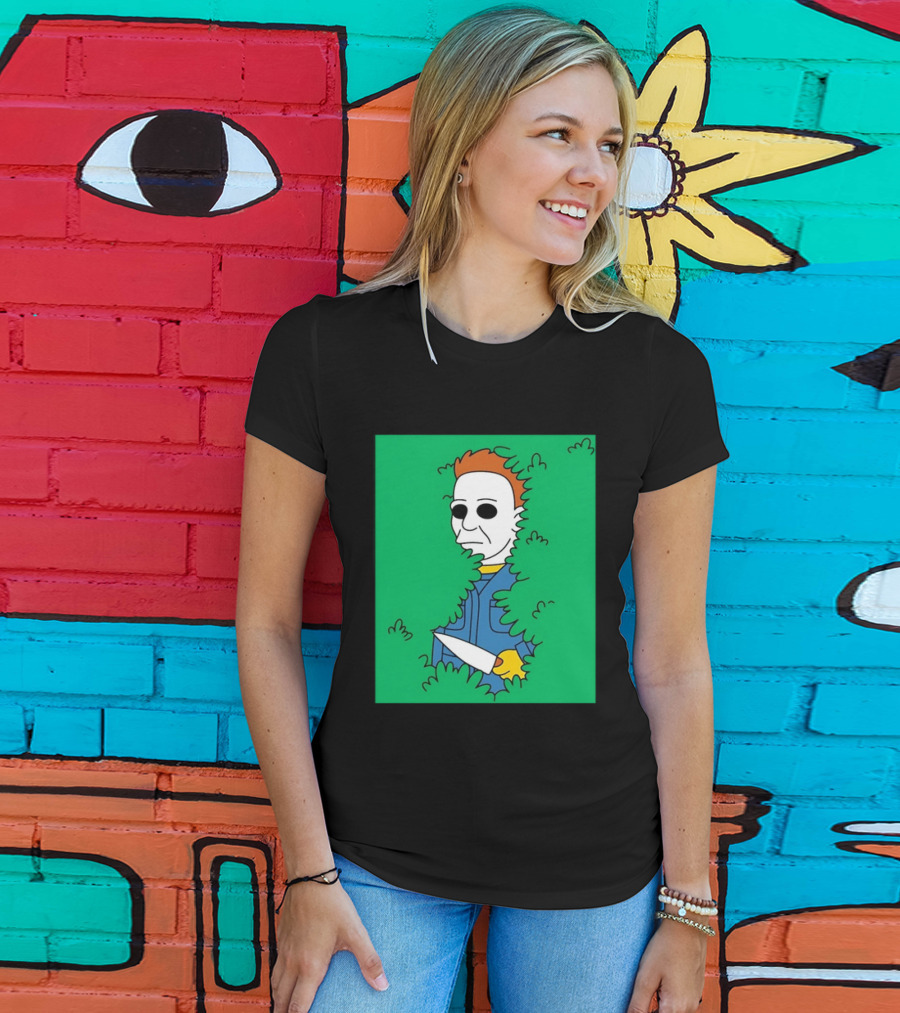 Michael Myers Halloween Bushes Knife Humor T-Shirt