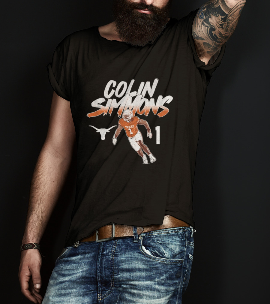 Texas Longhorns Football Colin Simmons Number 1 Pose T-Shirt