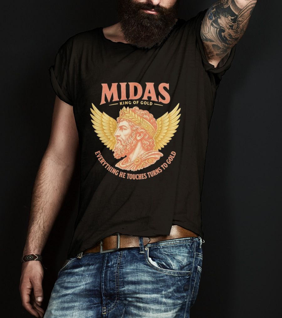 Midas King Of Gold Everything He Touches Turns To Gold Winged Crown Classic Greek Mythology T-Shirt