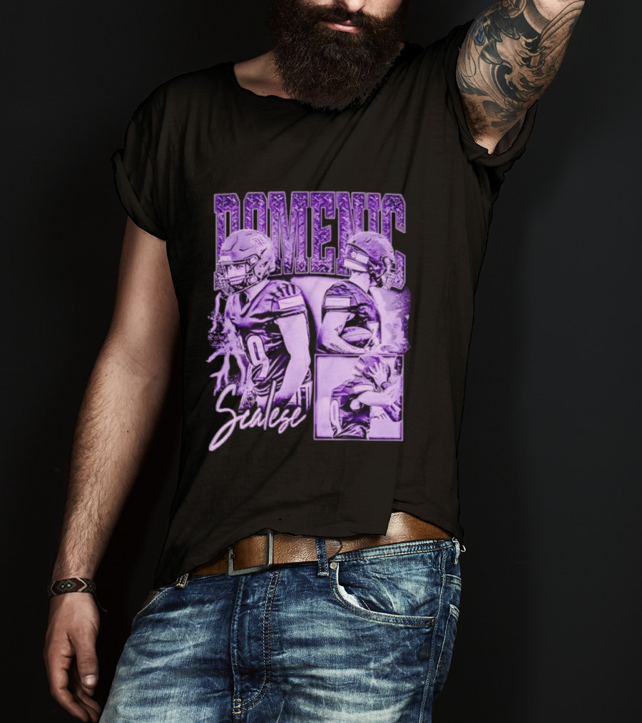 Domenic Scalese Number 9 Football Player Purple Sports Collage T-Shirt