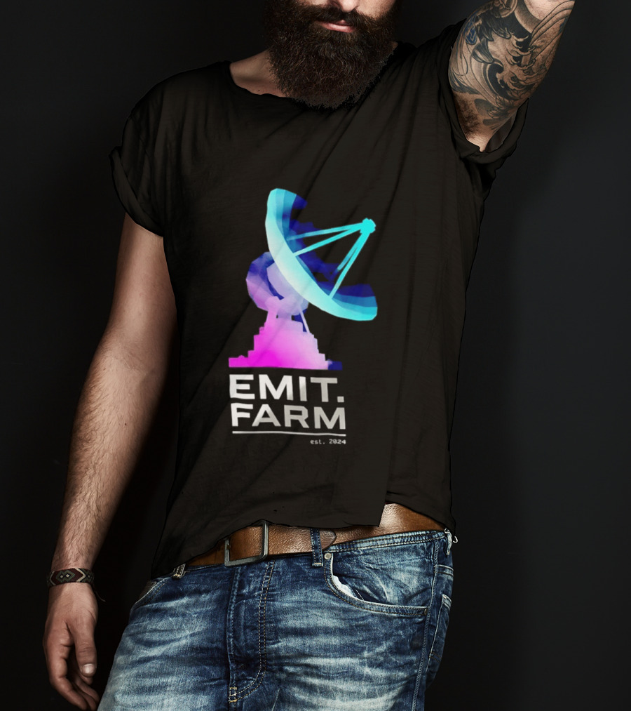 Emit Farm Est 2024 Satellite Dish Radio Telescope Science T-Shirt