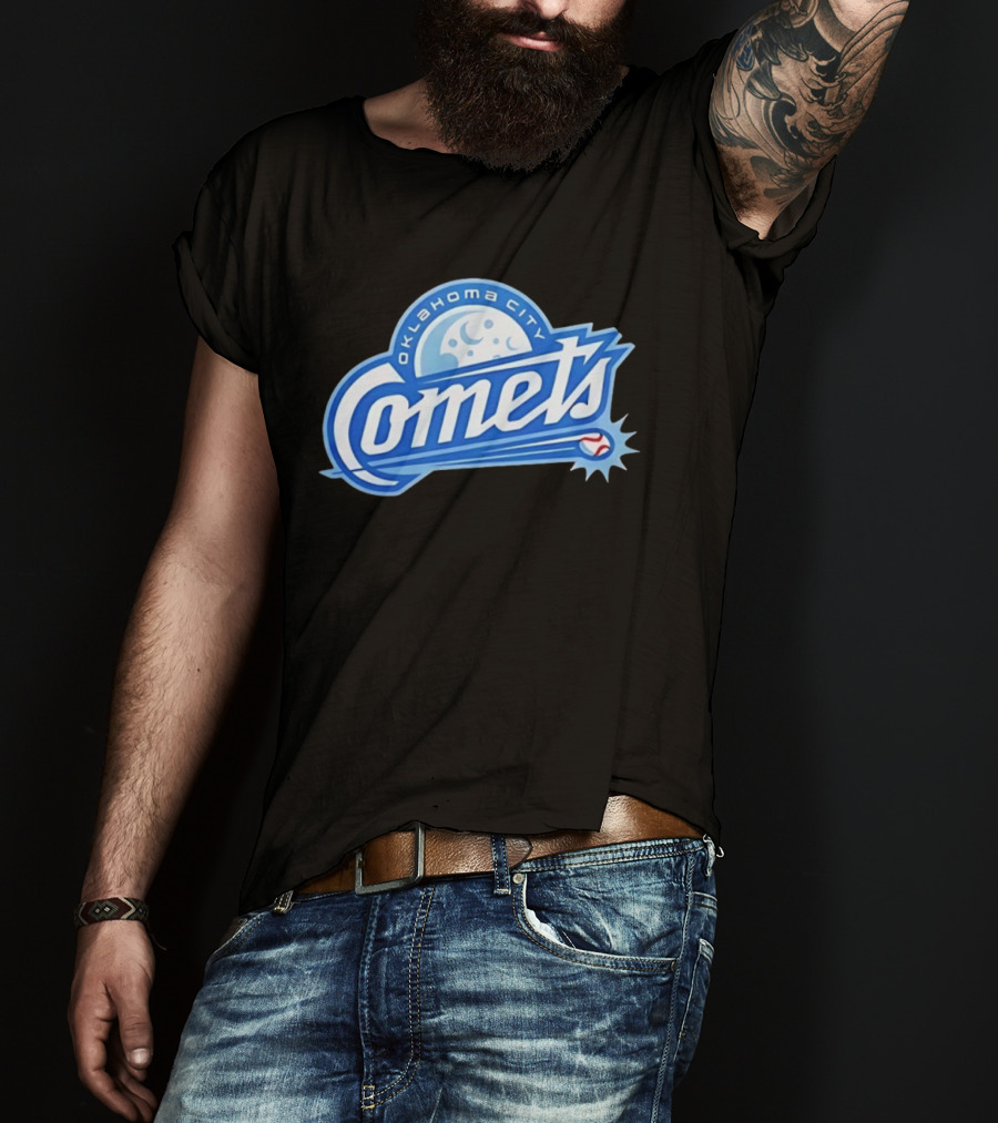 Oklahoma City Comets Baseball Team Moon And Star Baseball T-Shirt