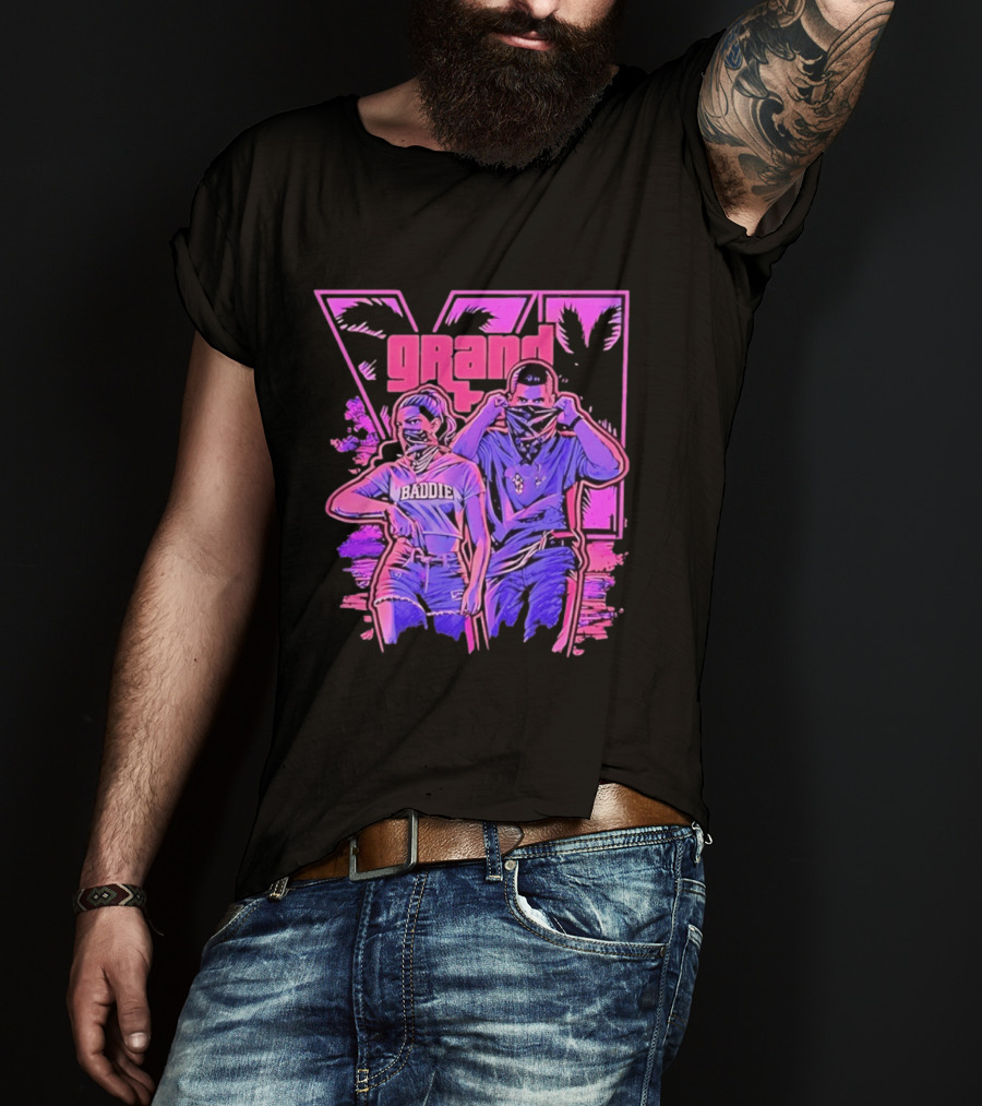 Grand Baddie Couple Neon Vibes Streetwear T-Shirt
