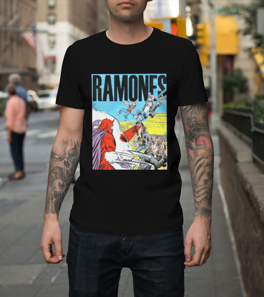 Ramones Rockaway Beach Comic Jack Kirby Style 102nd Street T-Shirt