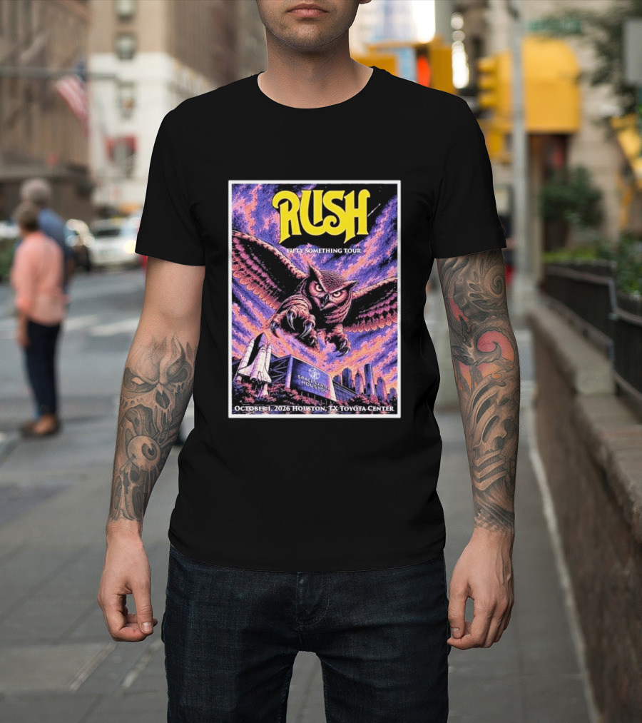 Rush Fifty Something Tour October 1 2026 Houston TX Toyota Center Owl T-Shirt