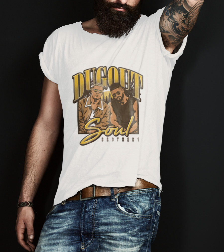 Dugout Soul Brothers Two Men Wearing Sunglasses City Skyline T-Shirt