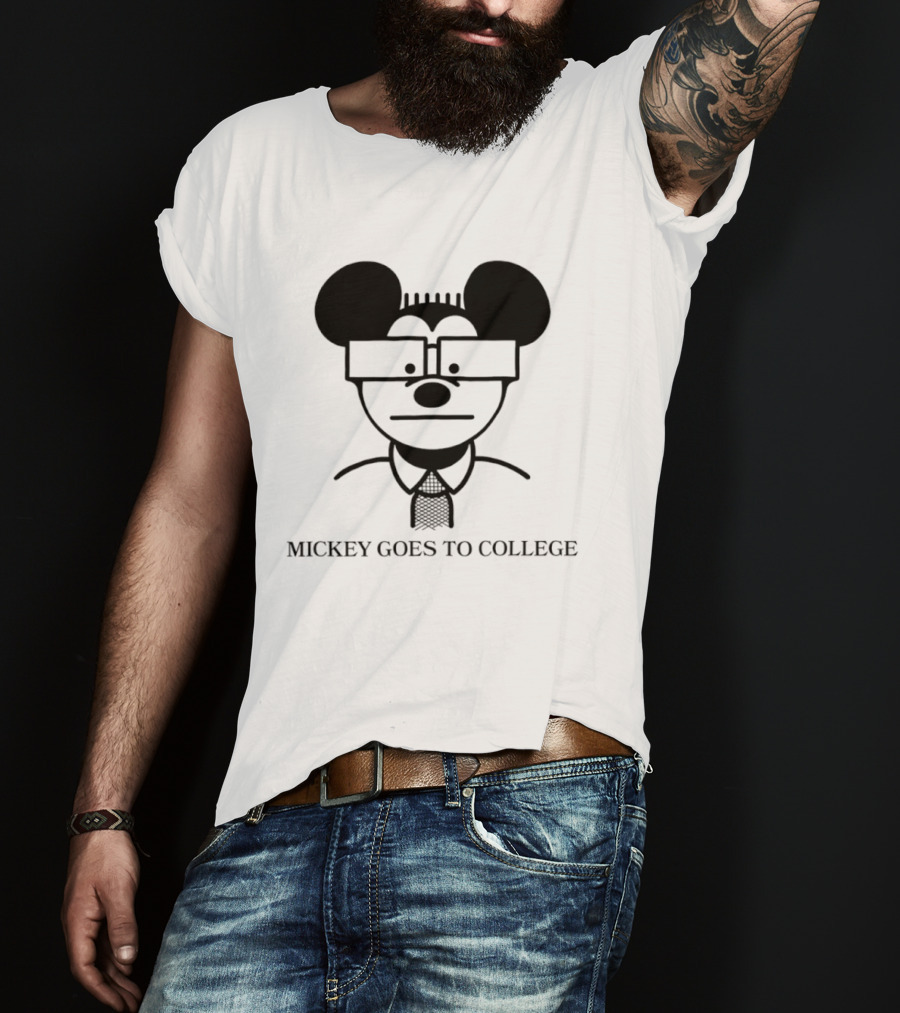 Mickey Goes To College Disney Retro Nerd Glasses T-Shirt