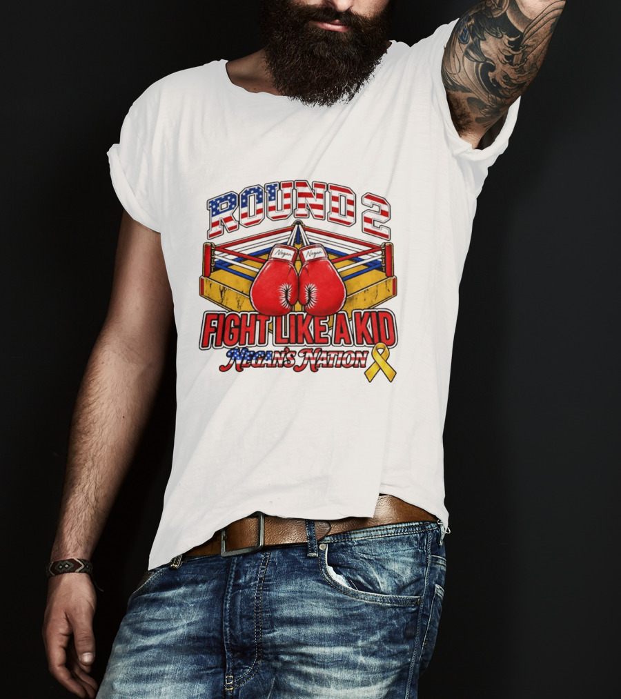 Round 2 Fight Like A Kid Negan's Nation Boxing Gloves Yellow Ribbon T-Shirt