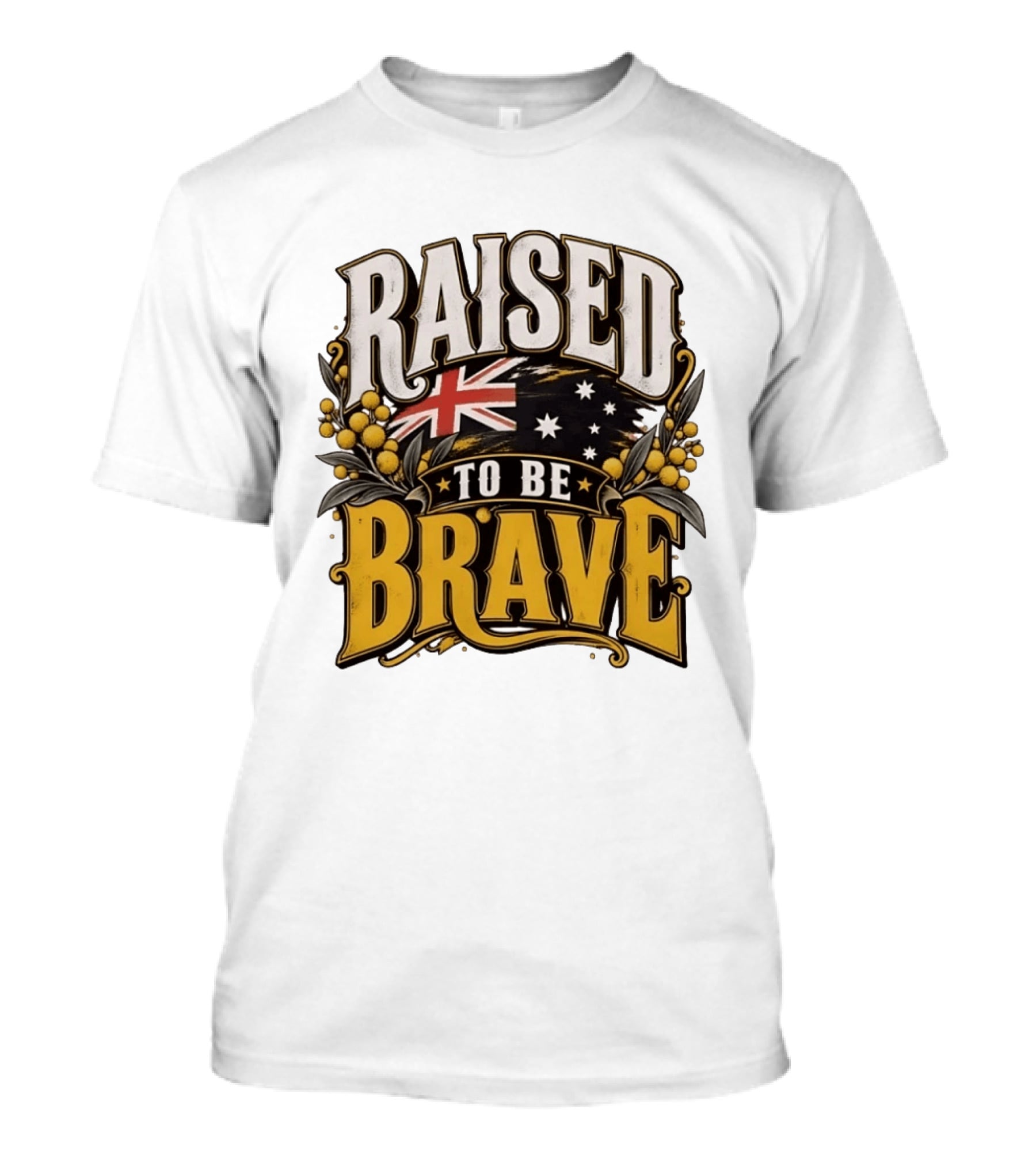 Raised To Be Brave Australian Flag With National Pride And Floral T-Shirt