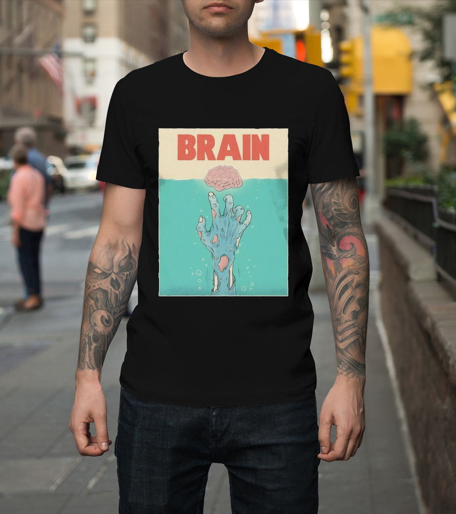 Brain Zombie Hand Horror Undead Creepy T-Shirt
