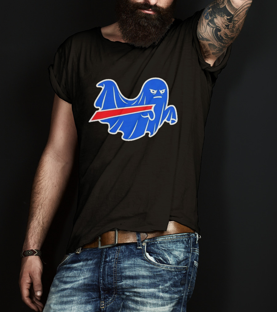 Buffalo Bills Ghost Mascot Emblem With Red T-Shirt