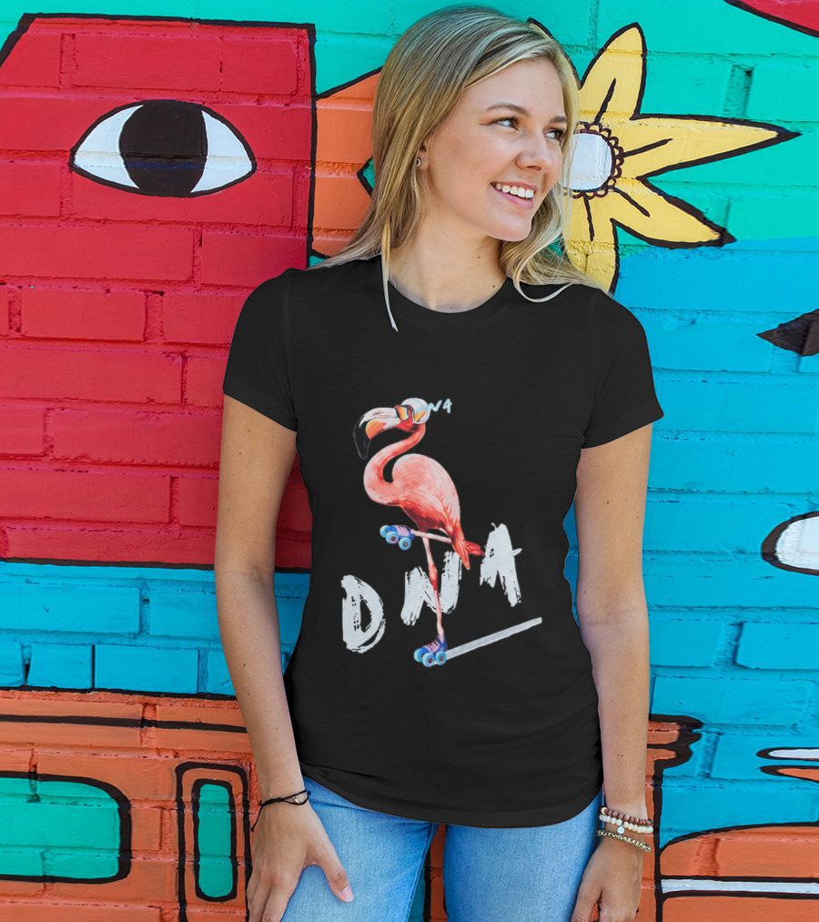 DNA Flamingo Roller Skates Fun Night T-Shirt