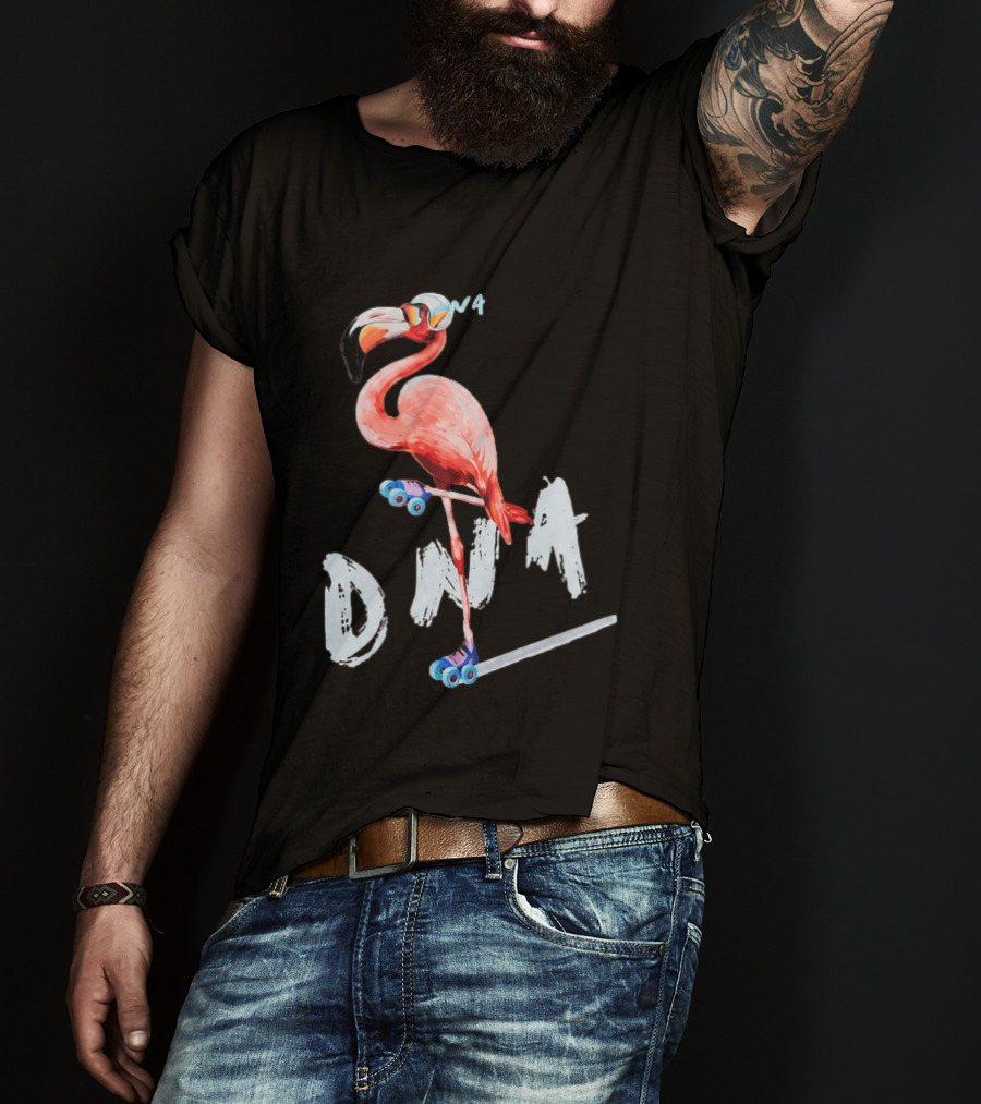 DNA Flamingo Roller Skates Fun Night T-Shirt