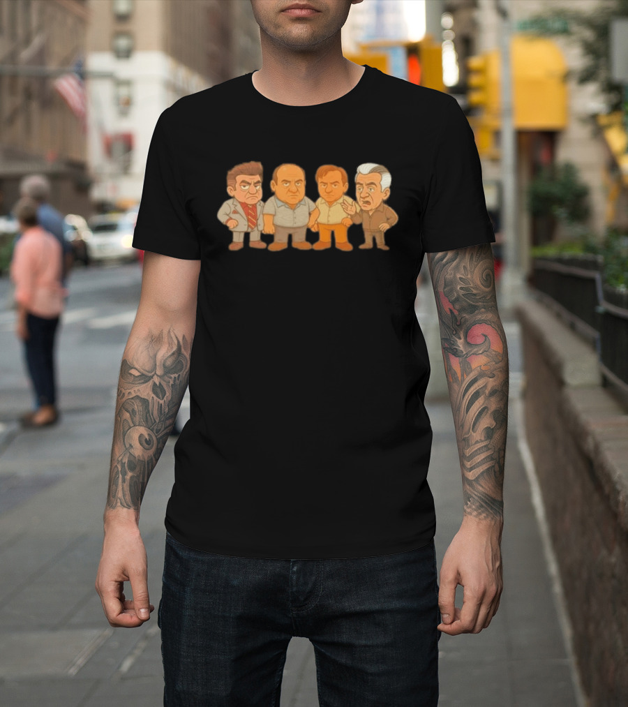 Sopranos Caricature Mobsters Big Head Mafia Characters T-Shirt