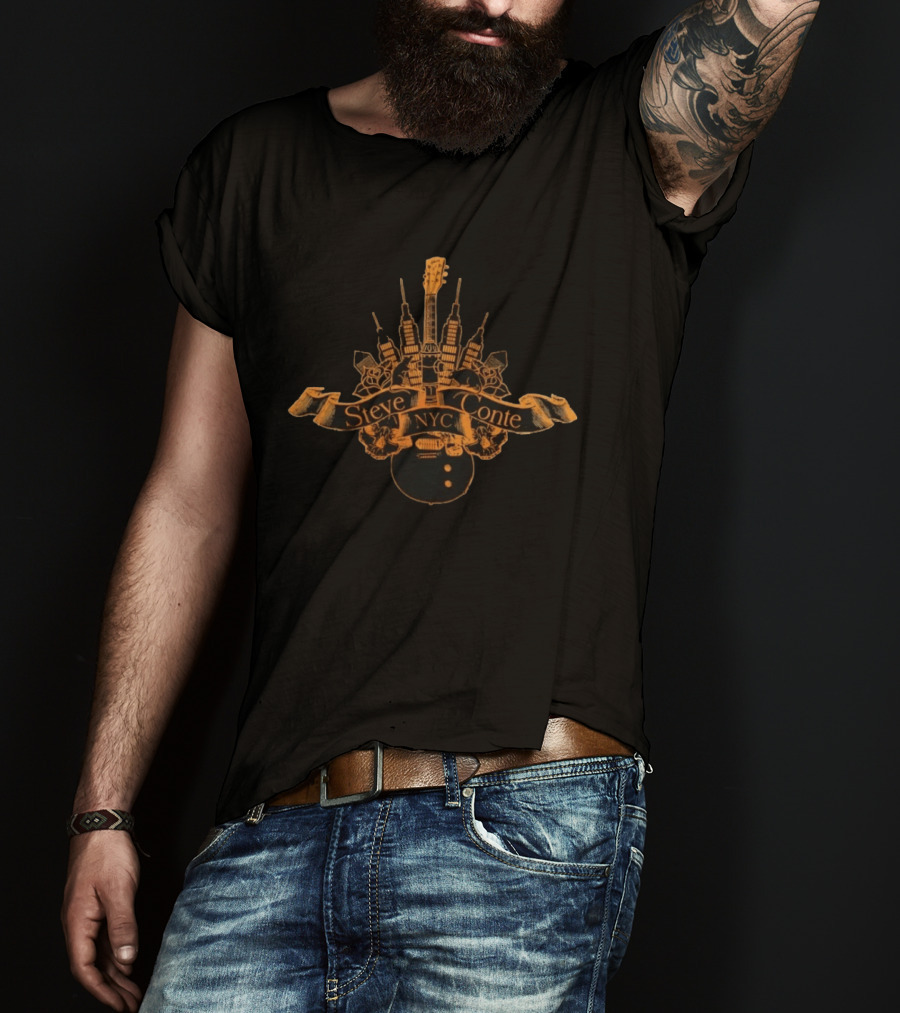 Steve Conte NYC New York City Guitarist Empire State Building Roses T-Shirt