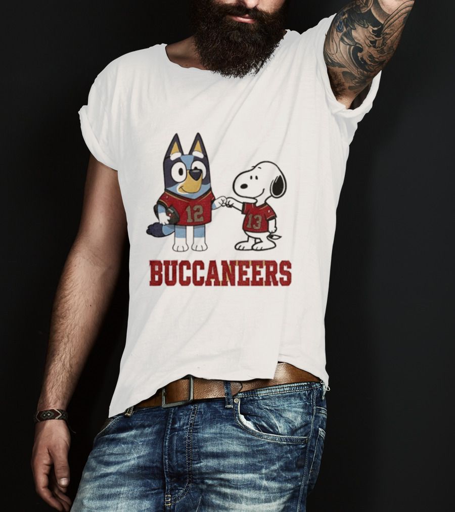Bluey Snoopy Tampa Bay Buccaneers Football Friends T-Shirt