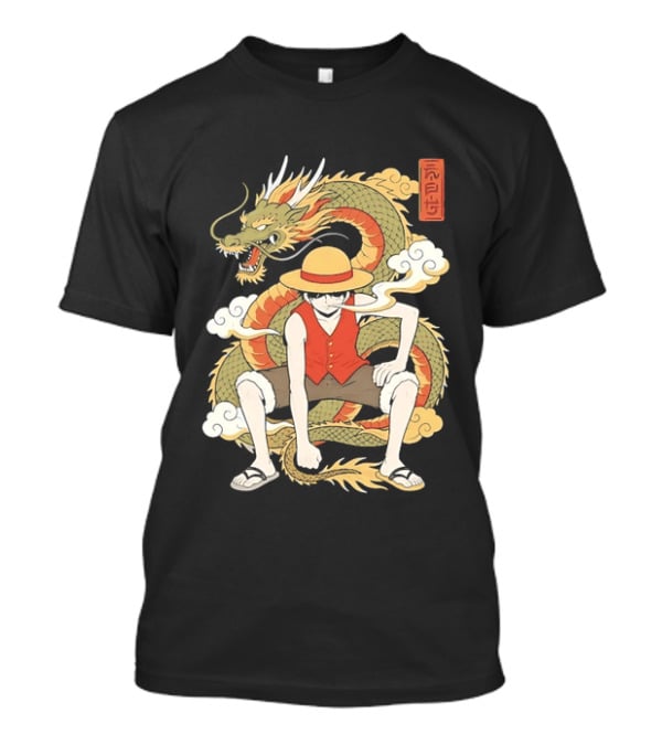 Monkey D Luffy With Dragon And Kanji One Piece Anime T-Shirt