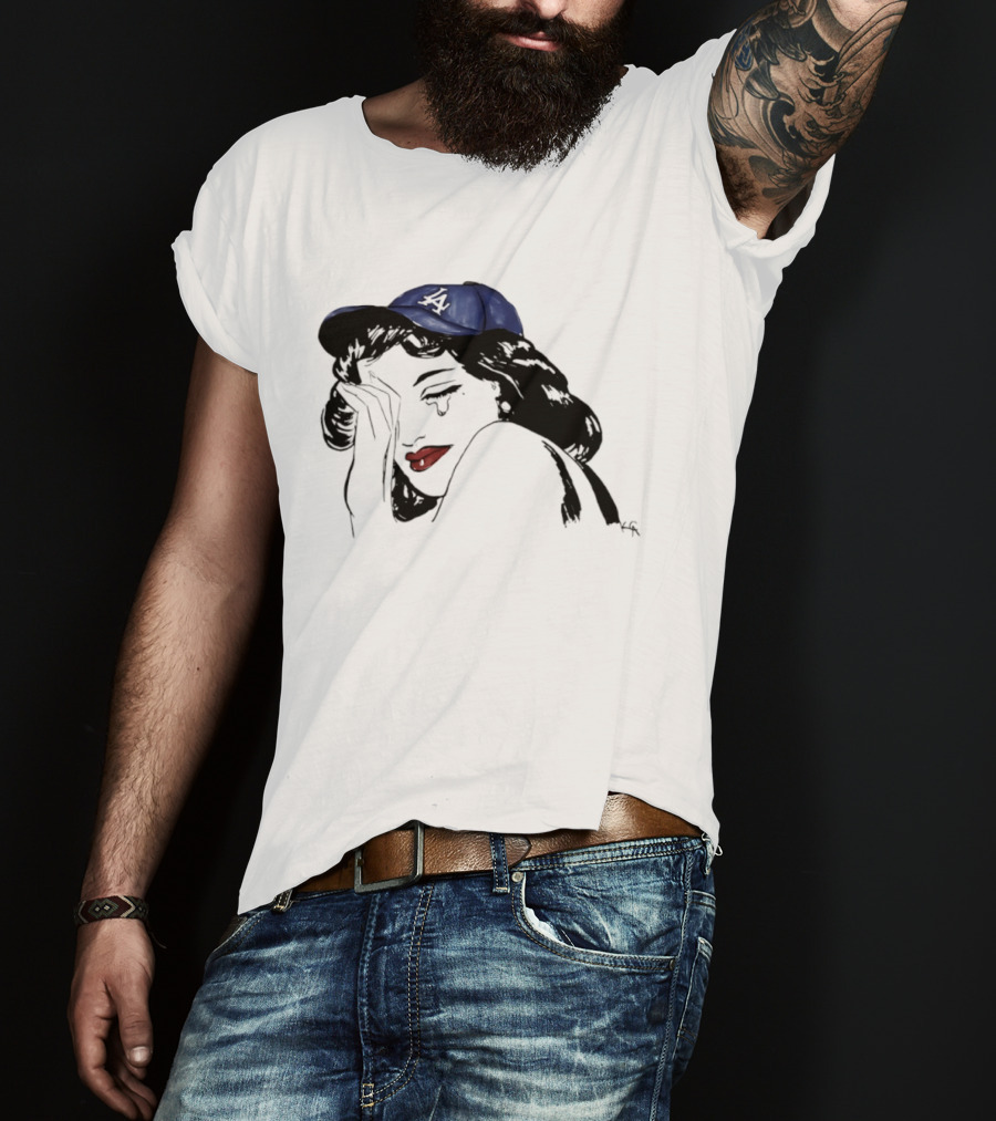 Los Angeles Dodgers Cap Crying Woman Pop T-Shirt