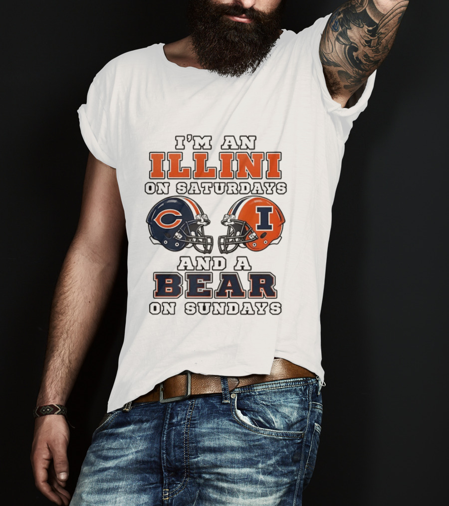 I'm An Illini On Saturdays And A Bear On Sundays Matching Game Day Helmets T-Shirt