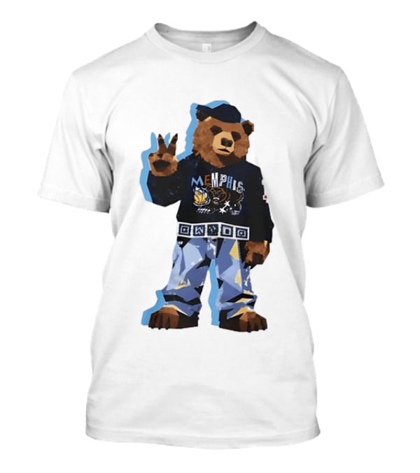 Memphis Grizzlies Bear Peace Sign Retro Style Fashionable Team Spirit T-Shirt