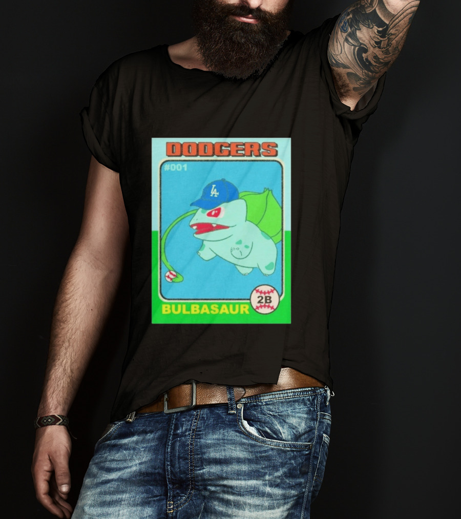 Bulbasaur Dodgers LA Cap Baseball Card No 001 T-Shirt