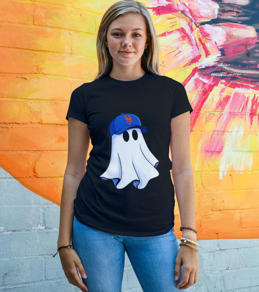 New York Mets MLB Ghost Baseball Halloween T-Shirt