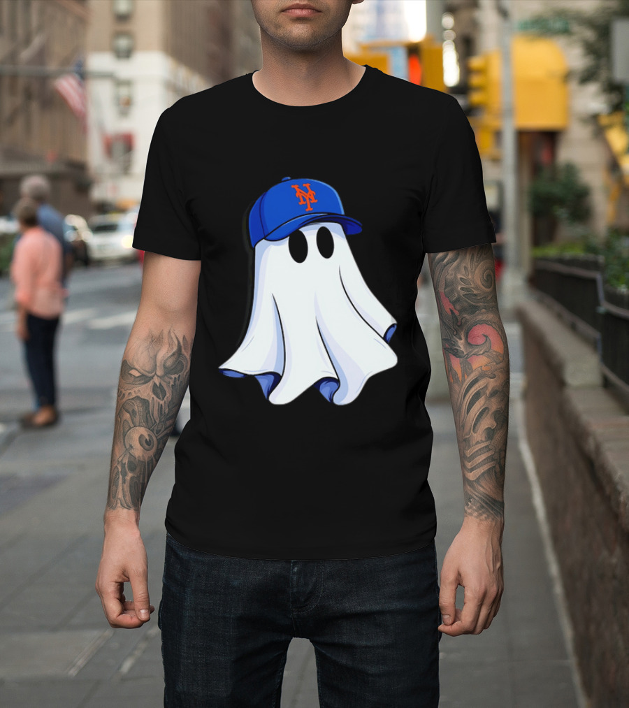 New York Mets MLB Ghost Baseball Halloween T-Shirt