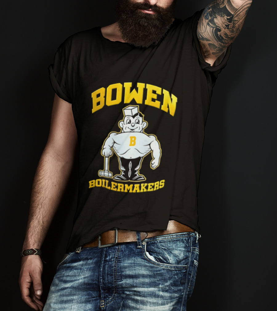 Bowen Purdue Boilermakers Muscular Cartoon T-Shirt