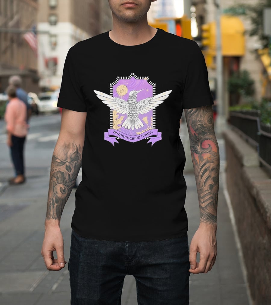 Hummingbird House Nature Botanical Dandelion Crest Purple T-Shirt