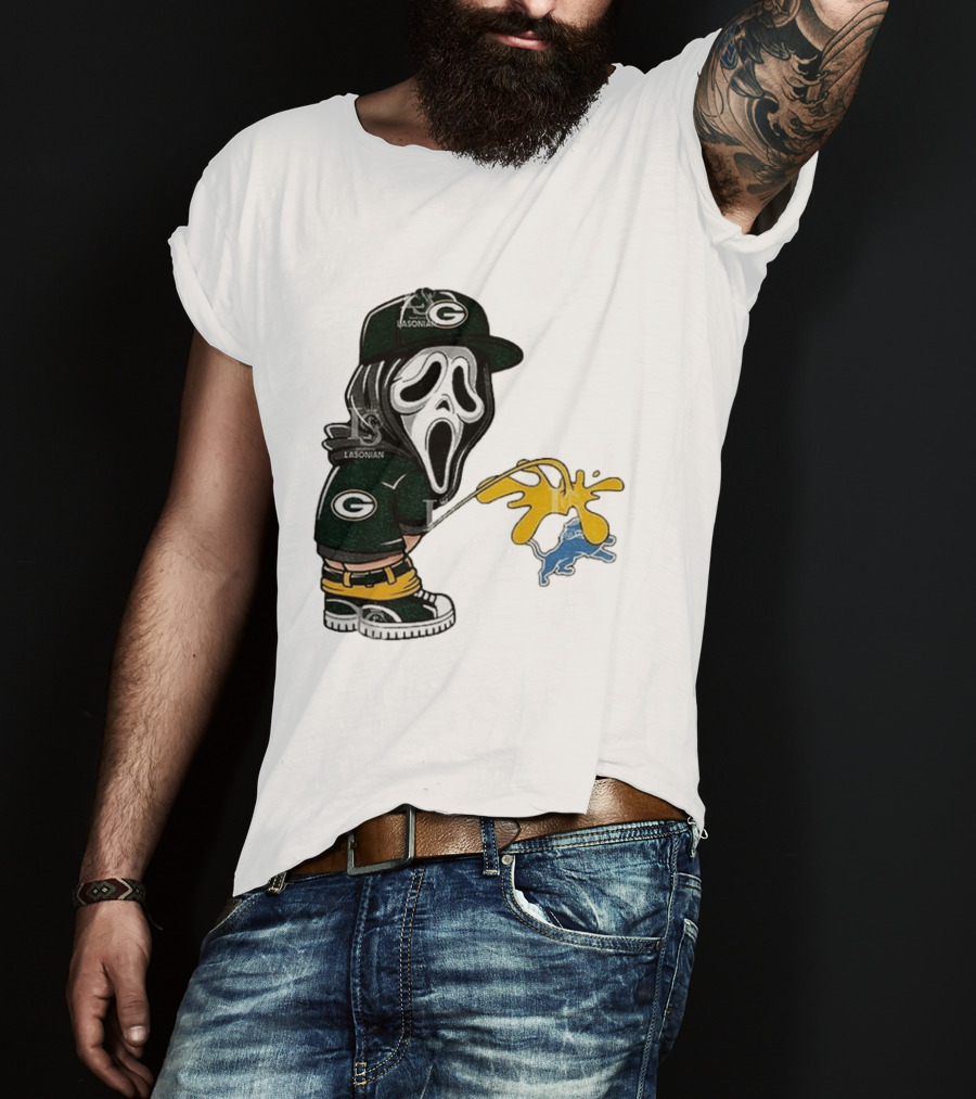 Green Bay Packers Ghostface Pissing On Detroit Lions NFL Rivalry T-Shirt