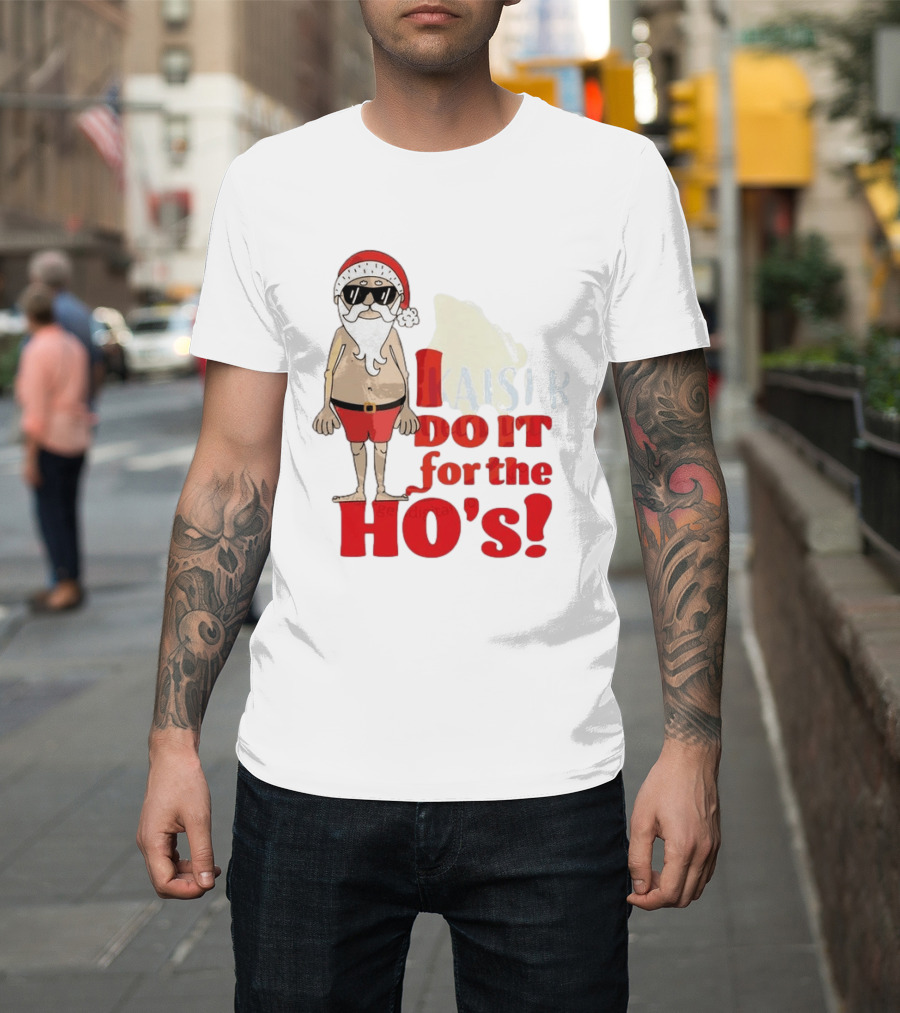 Santa Claus I Do It For The Ho's Funny Christmas Topless Sunglasses T-Shirt