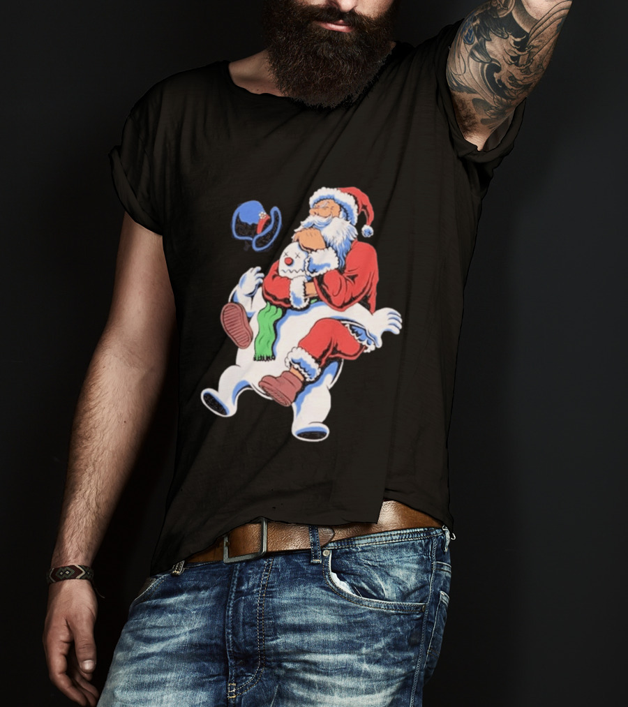 Jiu Jitsu Santa Rear Naked Choke Snowman Christmas T-Shirt