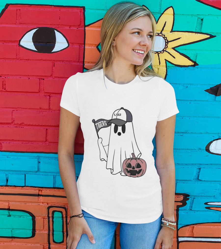 Lsu Tigers NCAA Football Halloween Ghost Pumpkin Fan Gear T-Shirt