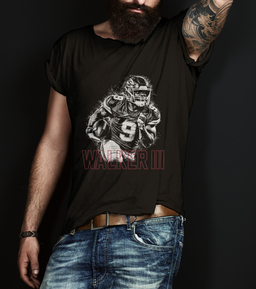 Walker III Halftone Kenneth Walker Red Kingdom Football T-Shirt
