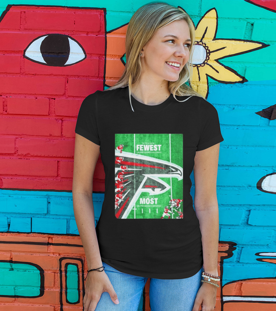 Atlanta Falcons Offense Fewest QB Pressures Allowed Defense Most Pressures Created T-Shirt