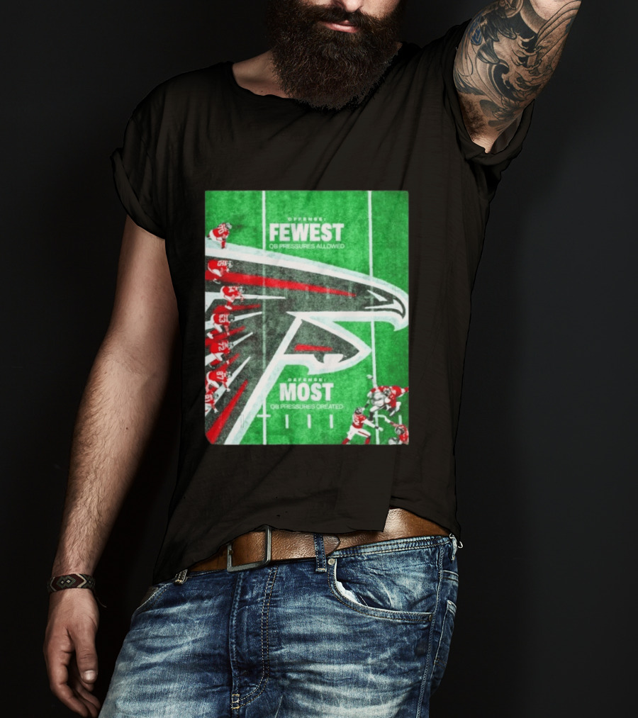 Atlanta Falcons Offense Fewest QB Pressures Allowed Defense Most Pressures Created T-Shirt