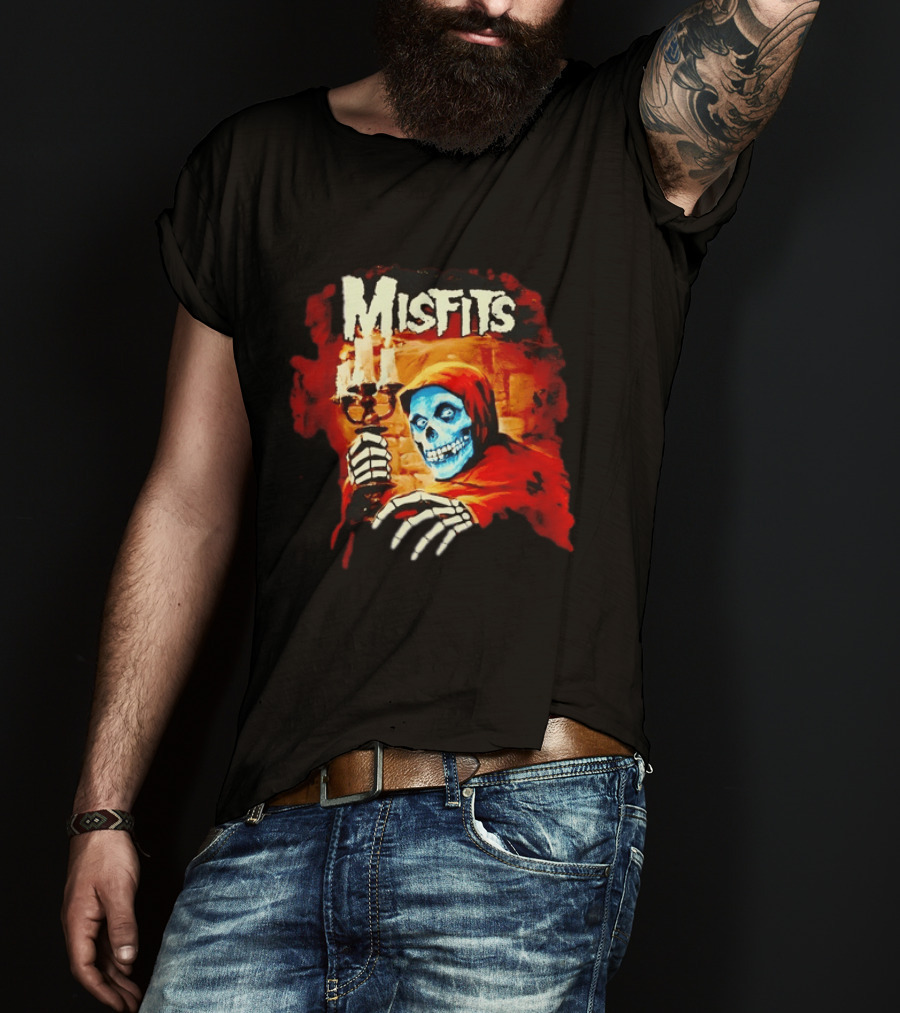 Misfits Crimson Ghost Candle Holder Punk Rock Skeleton T-Shirt