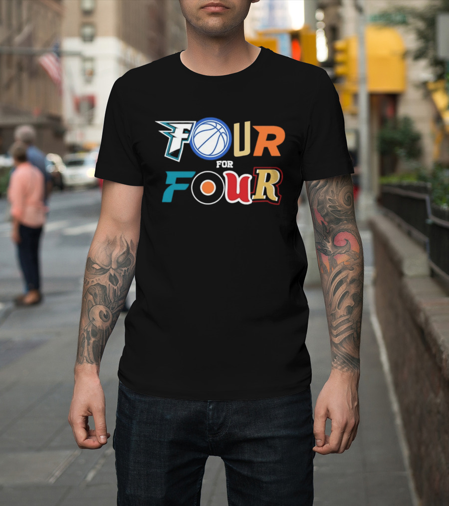Four For Four Philadelphia Basketball Baseball Hockey Football T-Shirt