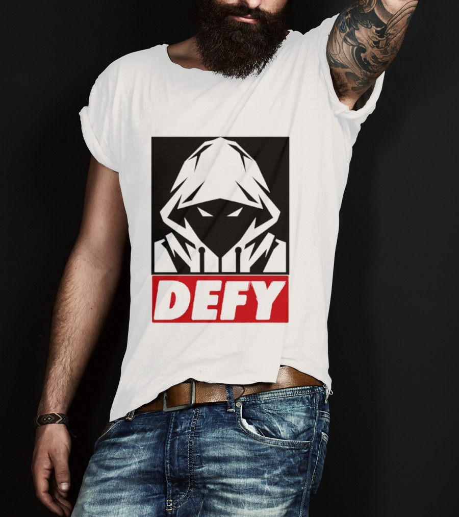 Defy Hooded Figure Streetwear Urban Fashion T-Shirt