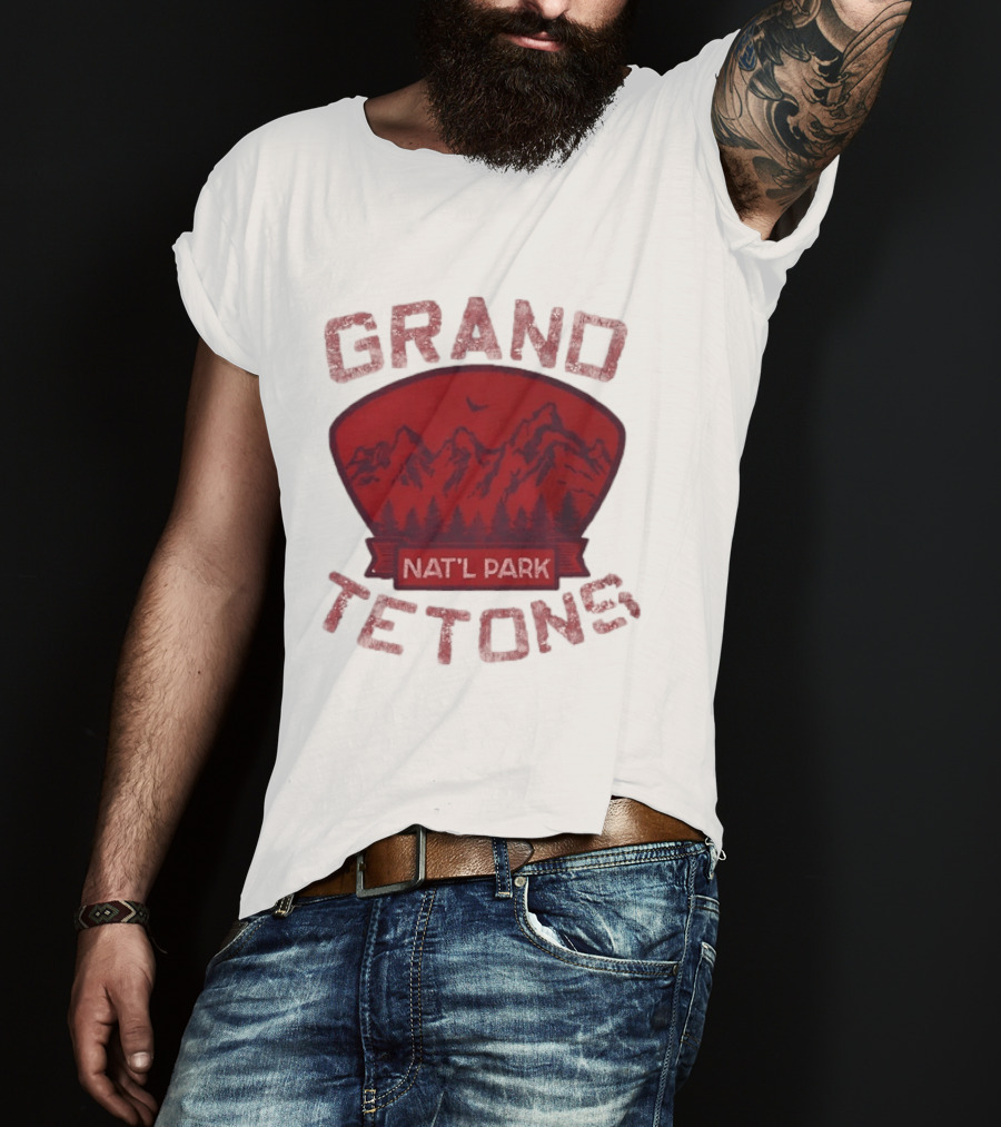 Grand Tetons Nat'l Park Distressed Mountain Landscape T-Shirt