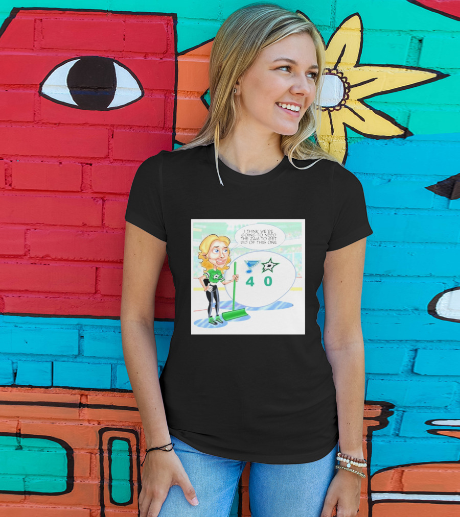 St Louis Blues Vs Dallas Stars Hockey 4 0 Cartoon With Humor And Zamboni Joke T-Shirt