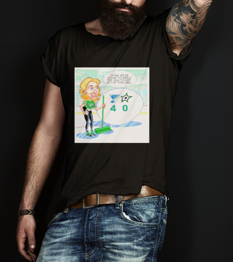 St Louis Blues Vs Dallas Stars Hockey 4 0 Cartoon With Humor And Zamboni Joke T-Shirt