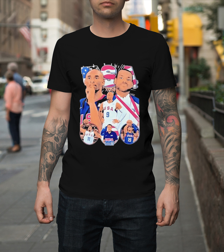 Kobe Bryant LeBron James USA Basketball Legends Iconic Team USA Moments T-Shirt