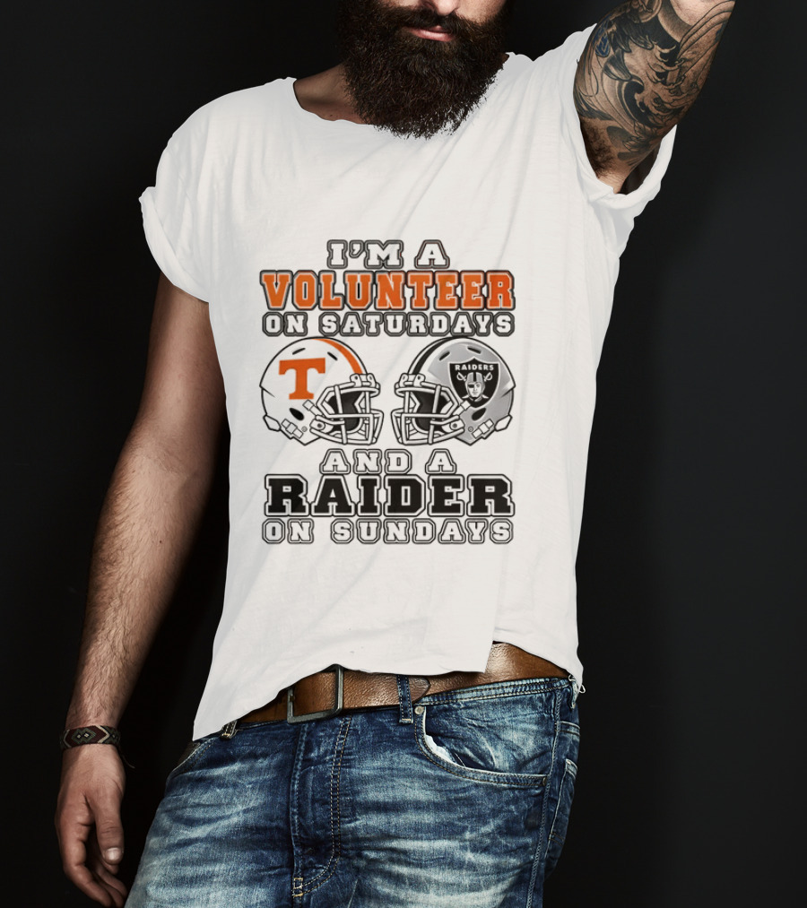 I'm A Volunteer On Saturdays And A Raider On Sundays Tennessee Las Vegas 2026 T-Shirt