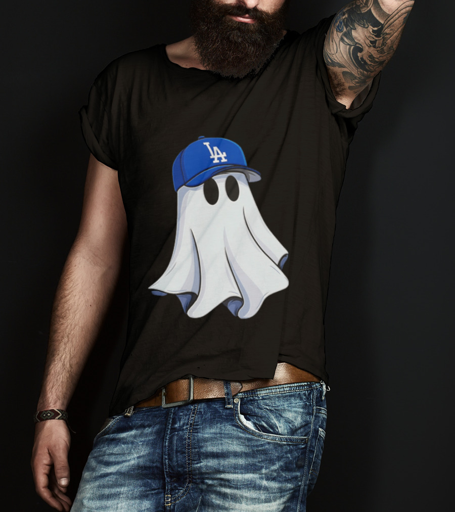 Los Angeles Dodgers Ghost In Blue LA Cap T-Shirt