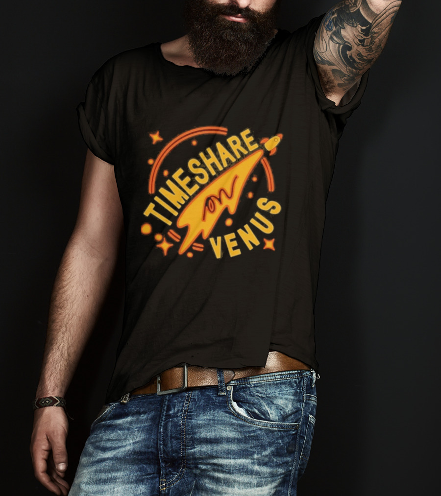 Timeshare On Venus Retro Space Rocket T-Shirt