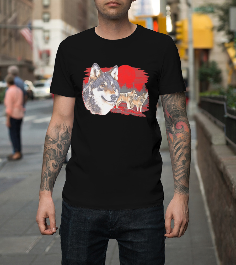 Wolf Pack Under A Moon Wolves Wildlife T-Shirt