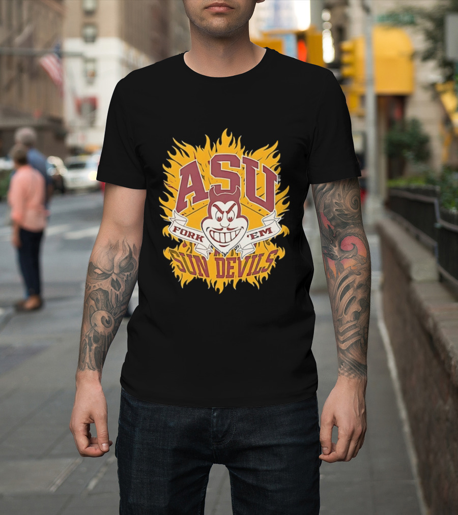 ASU Sun Devils Fork 'Em Arizona State University Fiery T-Shirt