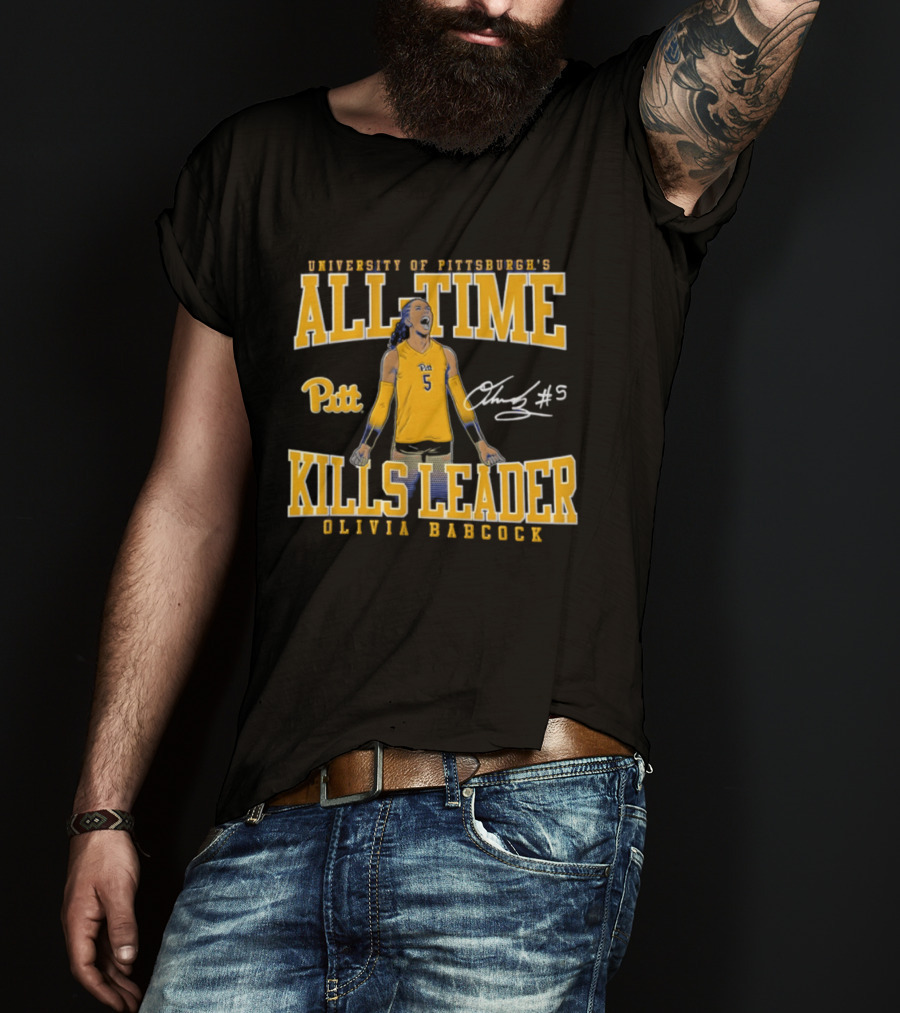 University Of Pittsburgh All Time Kills Leader Olivia Babcock Number 5 T-Shirt